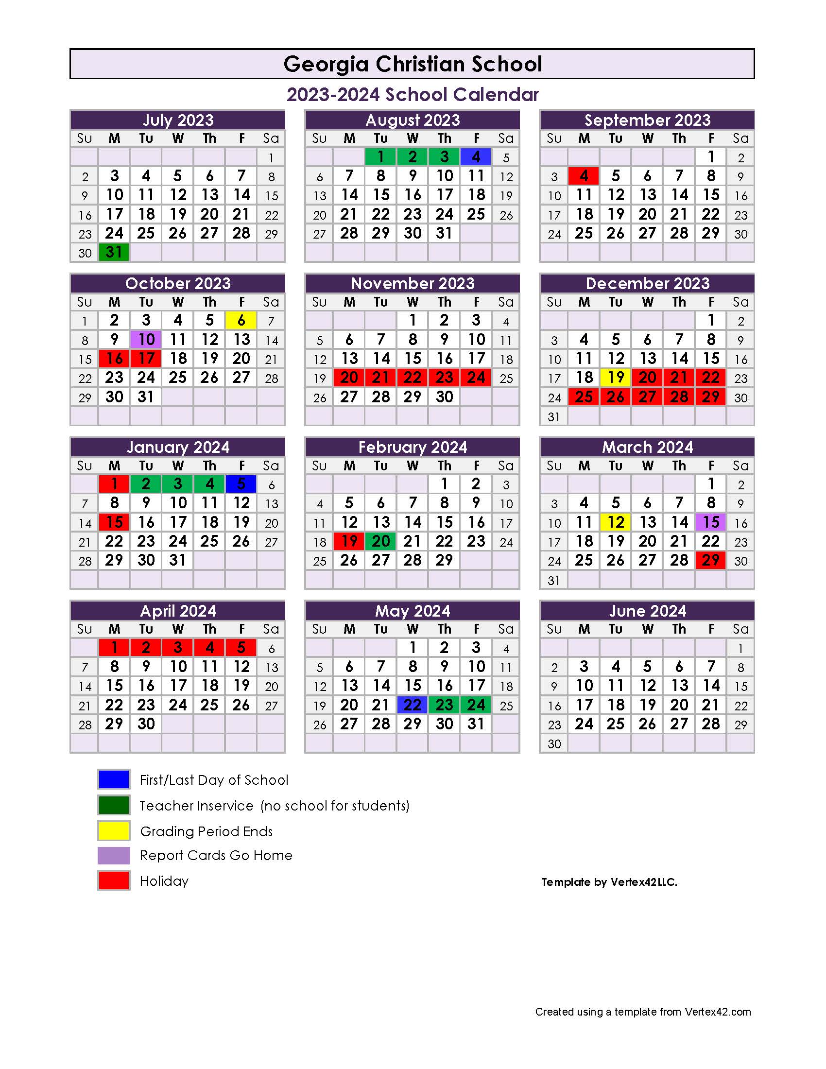 Calendar - Georgia Christian School